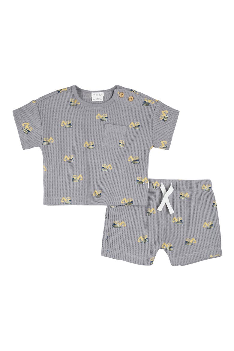 Digger Print T-Shirt & Shorts Set, Main, color, MEDIUM GREY