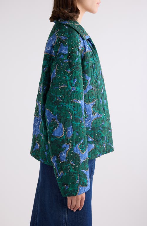 Dries Van Noten Womens Malachite Vonda Bead-embellished Silk And Cotton-blend Jacket
