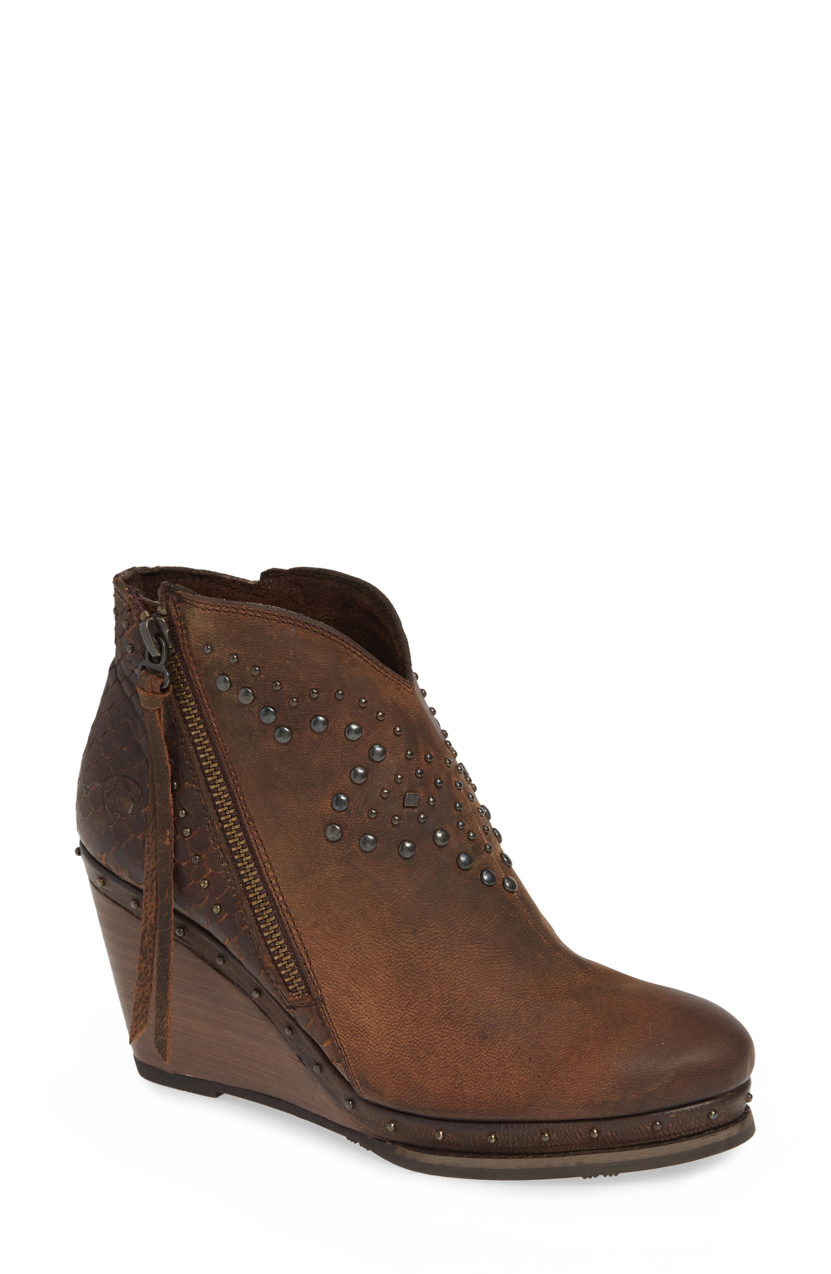 Ariat Stax Studded Wedge Bootie, Main, color, 