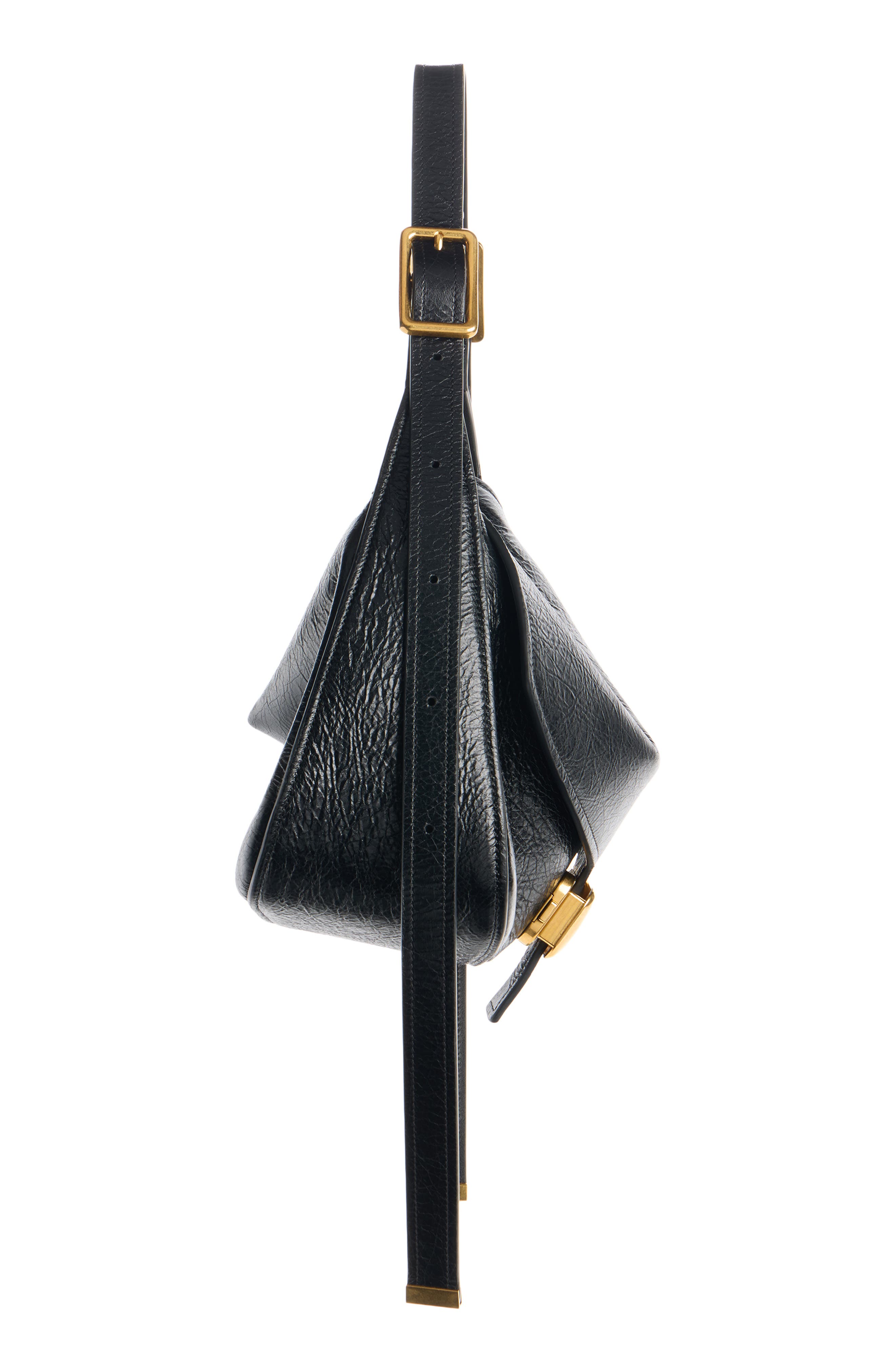 Balenciaga Medium Clicca Arena Leather Shoulder Bag, Alternate, color, 1000 Black