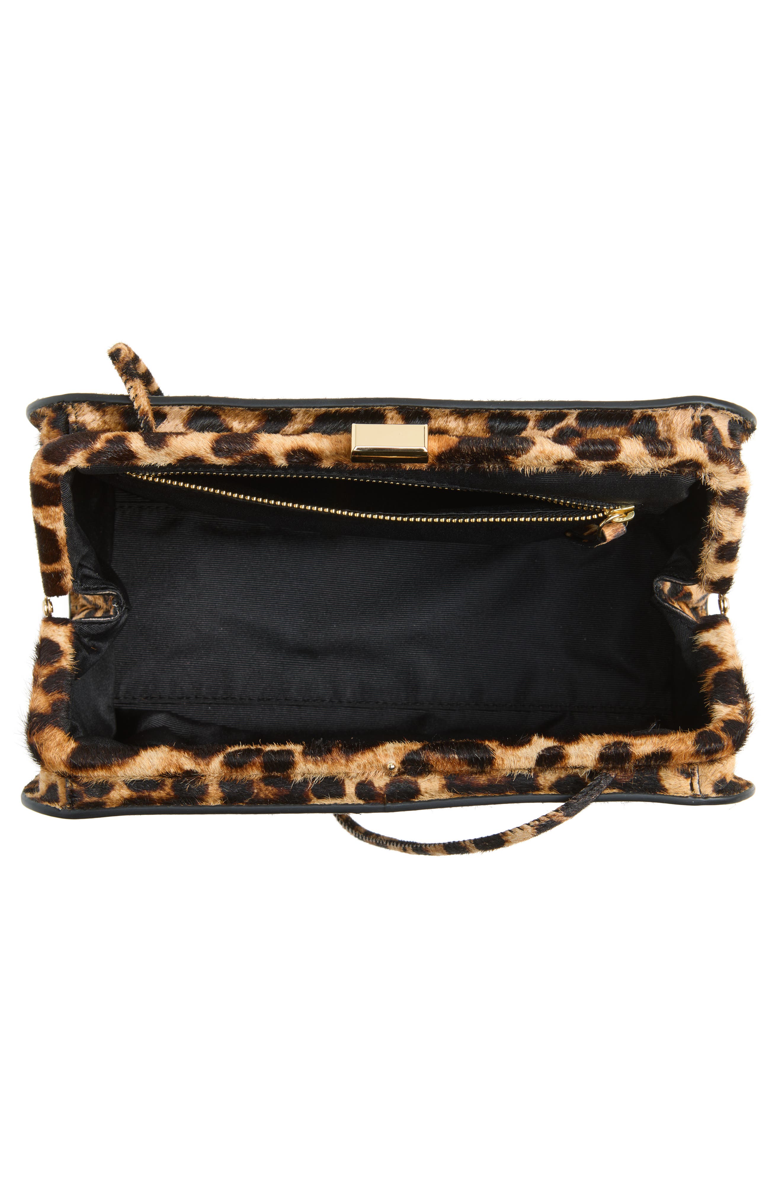 Zella Genuine Calf Hair Frame Clutch, Alternate, color, BRUSHED LEOPARD