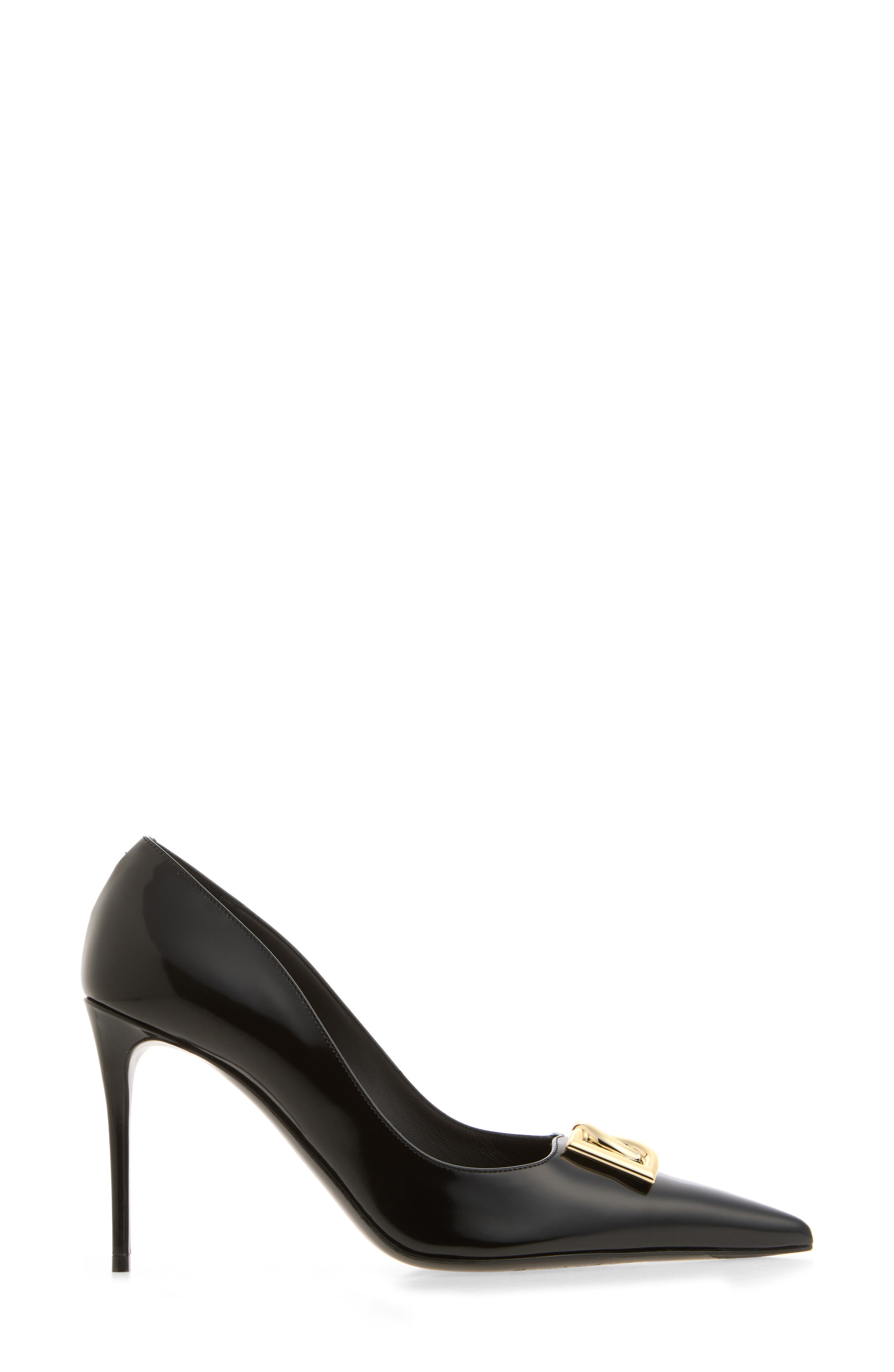 DG Logo Pointed Toe Pump, Alternate, color, BLACK