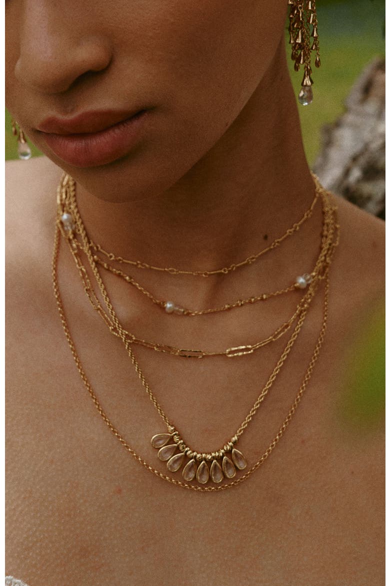 Aeolian Echo Necklace Set, Alternate, color, Gold
