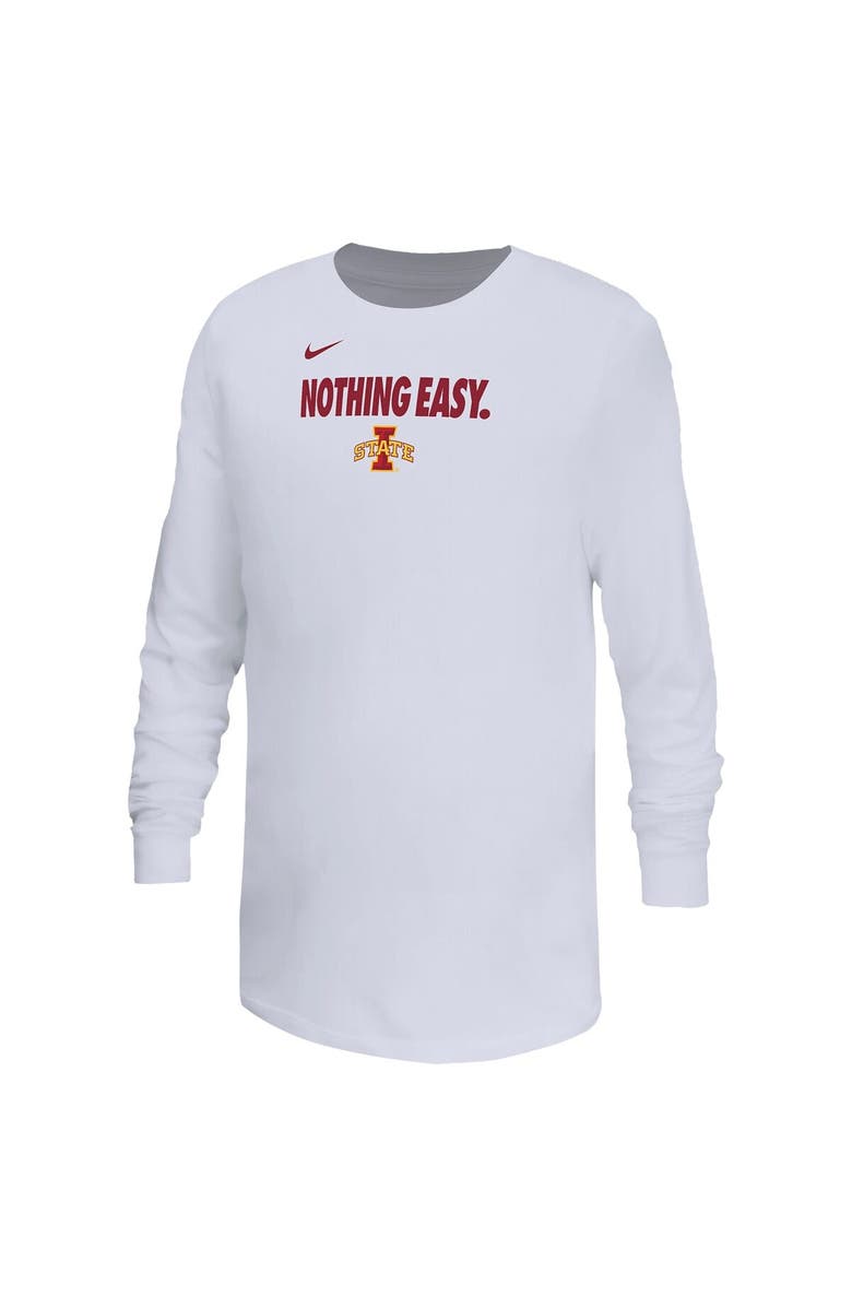 Nike Youth Nike White Iowa State Cyclones 2025 On-Court Bench Long Sleeve T-Shirt, Alternate, color, 