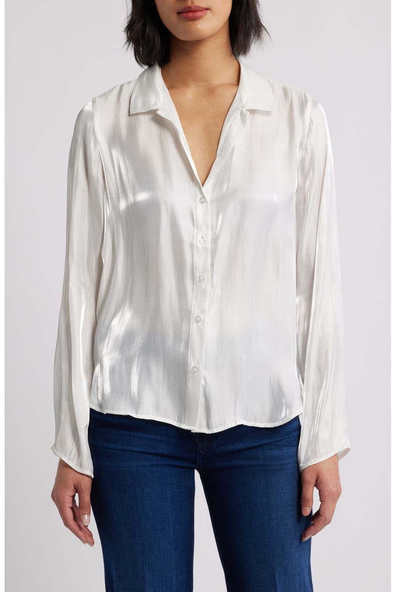 Clean Button-Up Shirt, Main, color, WHITE SHIMMER