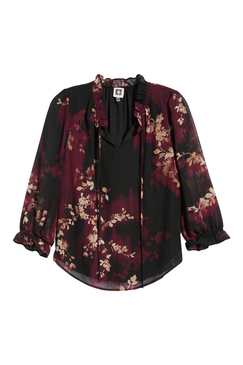 Floral Print Georgette Top, Alternate, color, ANNE BLACK MULTI