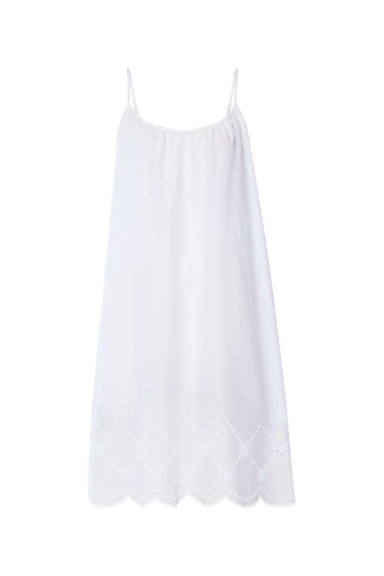 Lumi Scalloped Cotton Chemise, Main, color, White