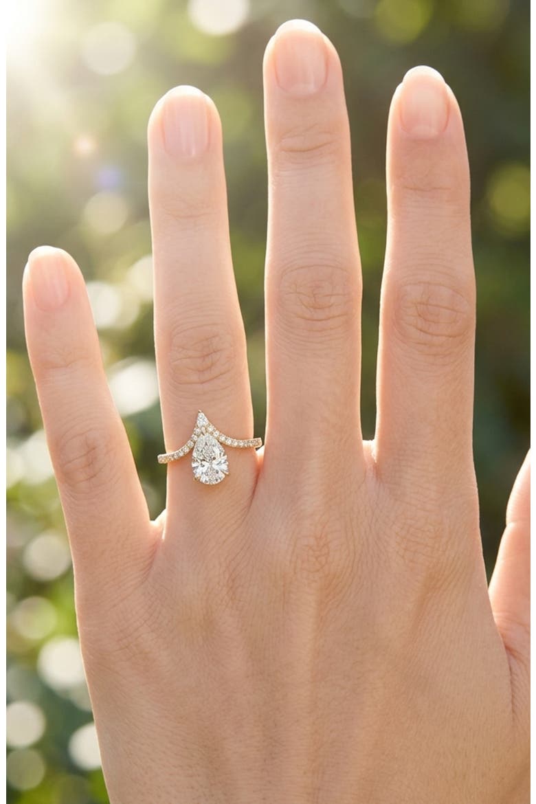Pear Cut 'V' Band Ring, Alternate, color, GOLD