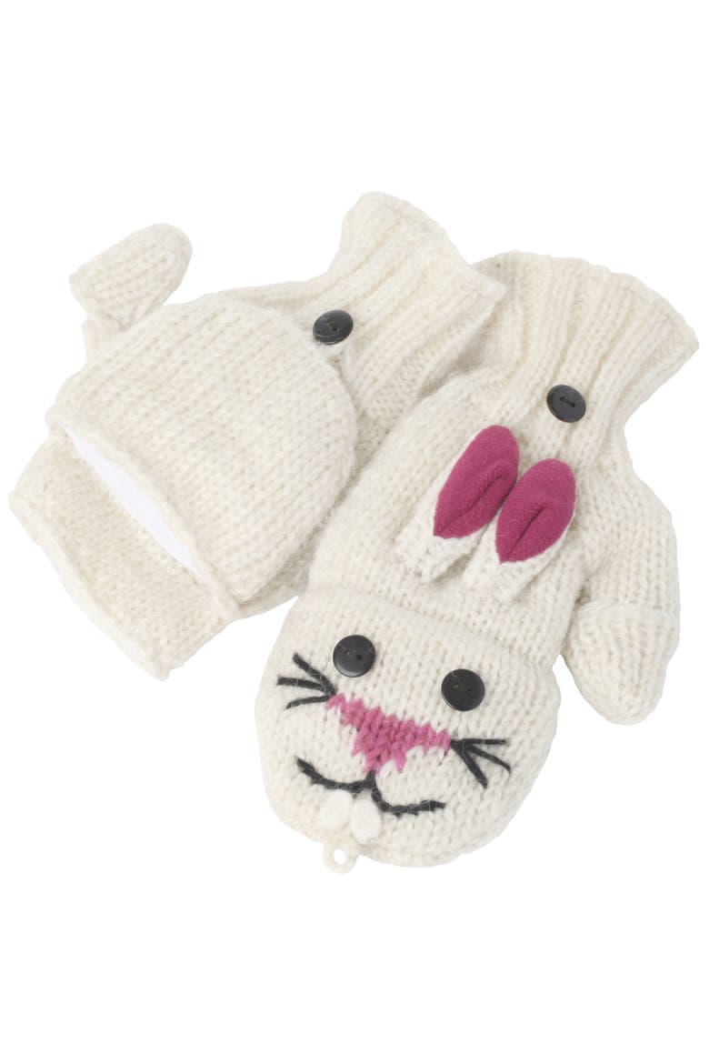 Bunny Cover Mittens, Main, color, White