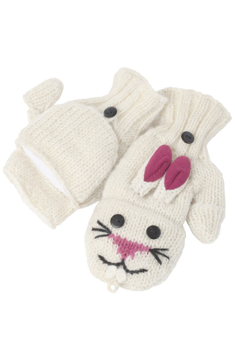 Nirvanna Designs Bunny Cover Mittens, Main, color, White