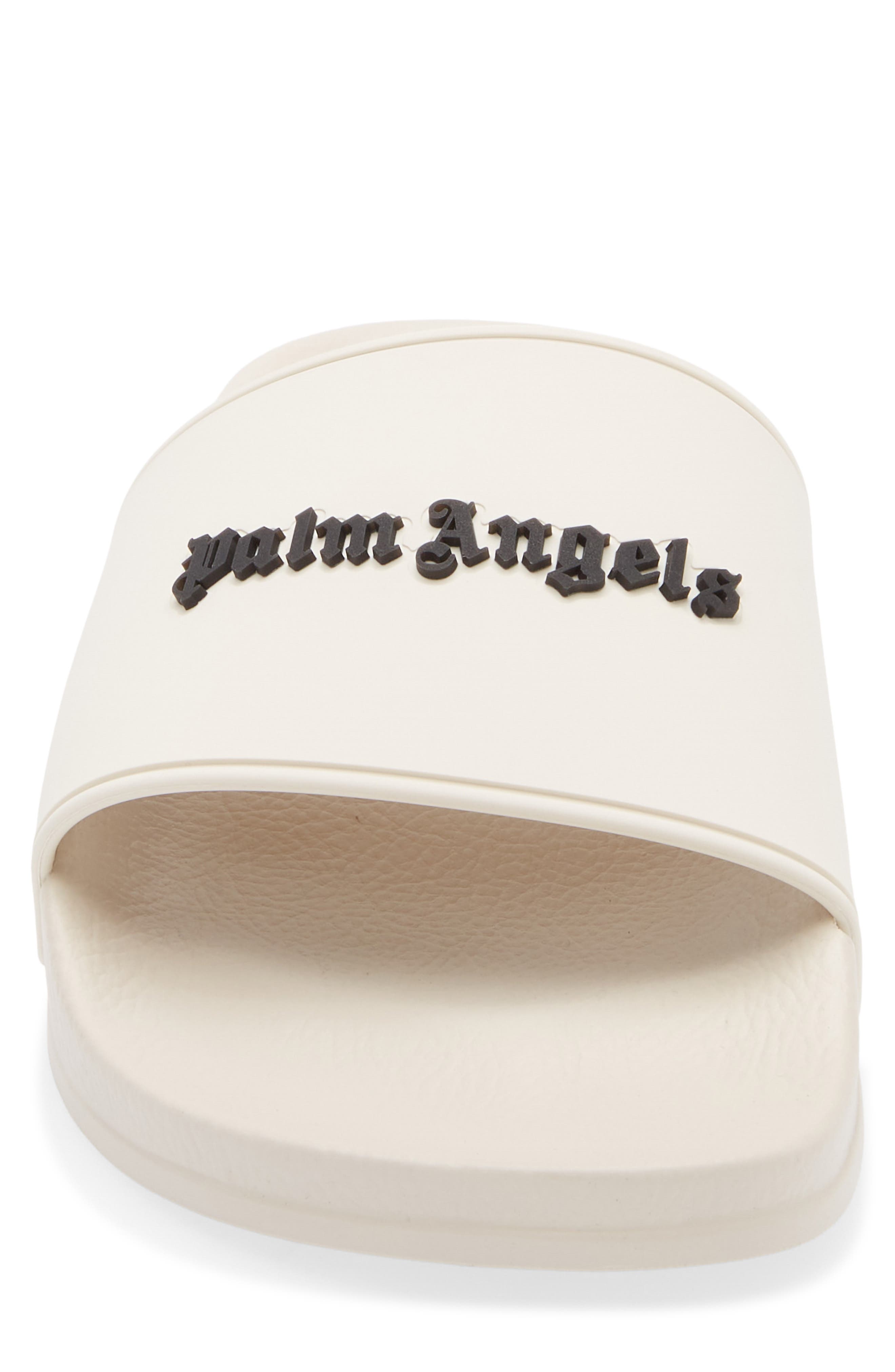 Palm Angels Logo Pool Slide Sandal, Alternate, color, Beige/Black