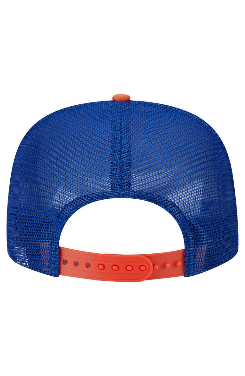 New Era Men's New Era White/Orange New York Mets Retro Script Trucker 9FIFTY Snapback Hat, Alternate, color, White