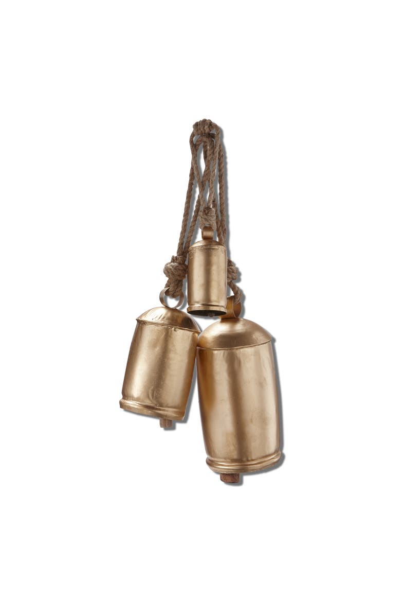 Antique Gold Hanging Bells Set of 3 - Decorative Iron Bells, Main, color, Gold
