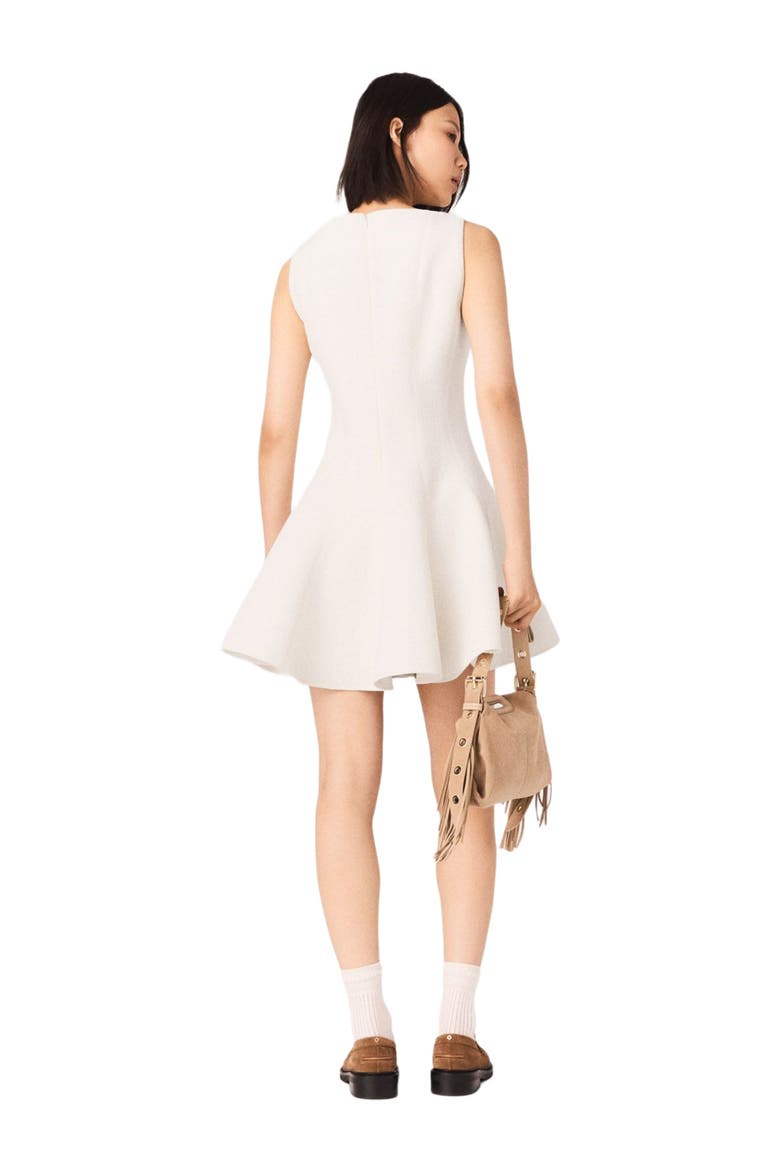 Short flared tweed dress, Alternate, color, Ecru
