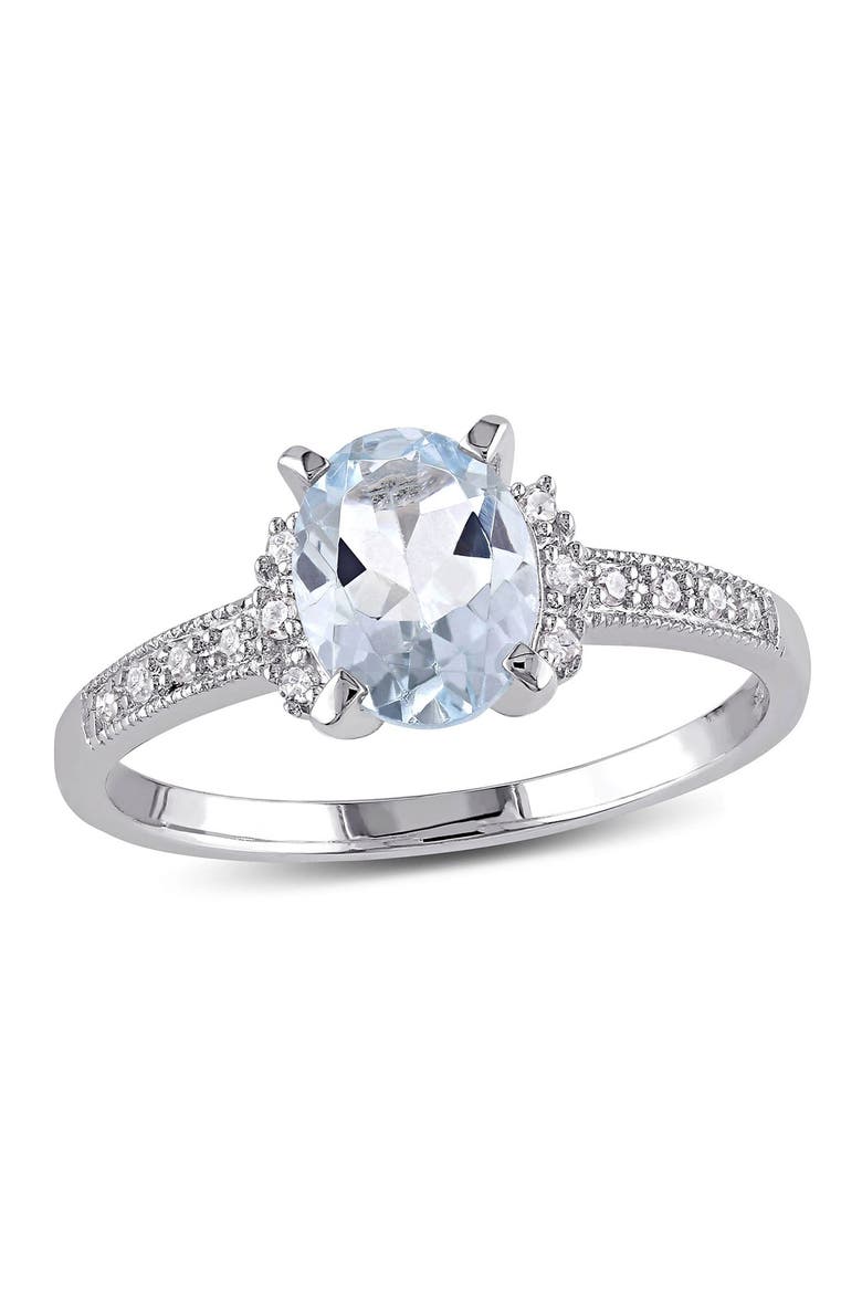 Aquamarine & Diamond Ring, Main, color, BLUE