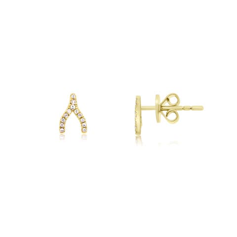 Diamond Wishbone Stud Earrings