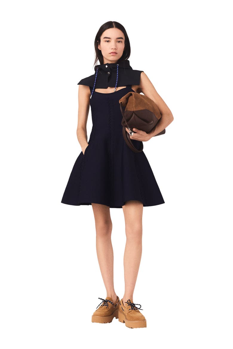 Mini knitted babydoll dress, Main, color, Navy