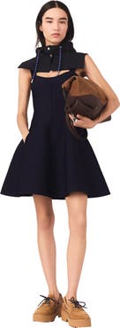 maje Mini knitted babydoll dress