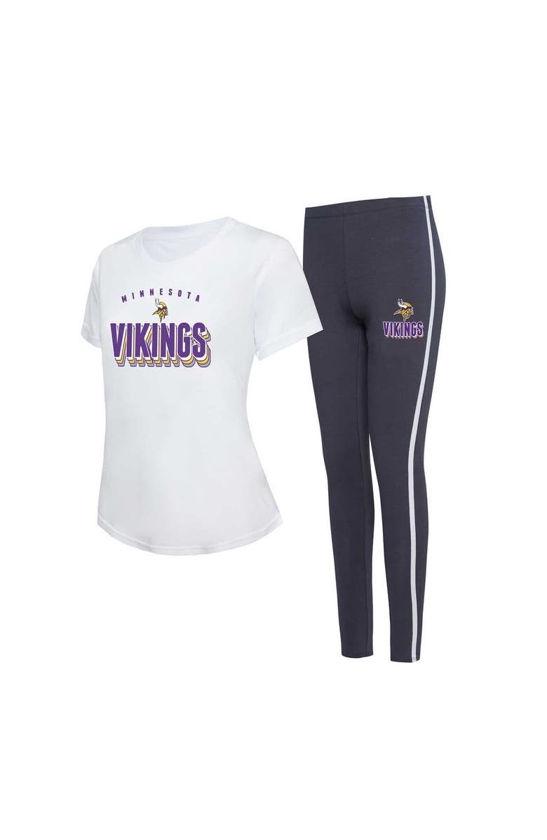CONCEPTS SPORT Women's Concepts Sport Charcoal/ Minnesota Vikings Sonata Short Sleeve Top & Leggings Set, Alternate, color, Charcoal