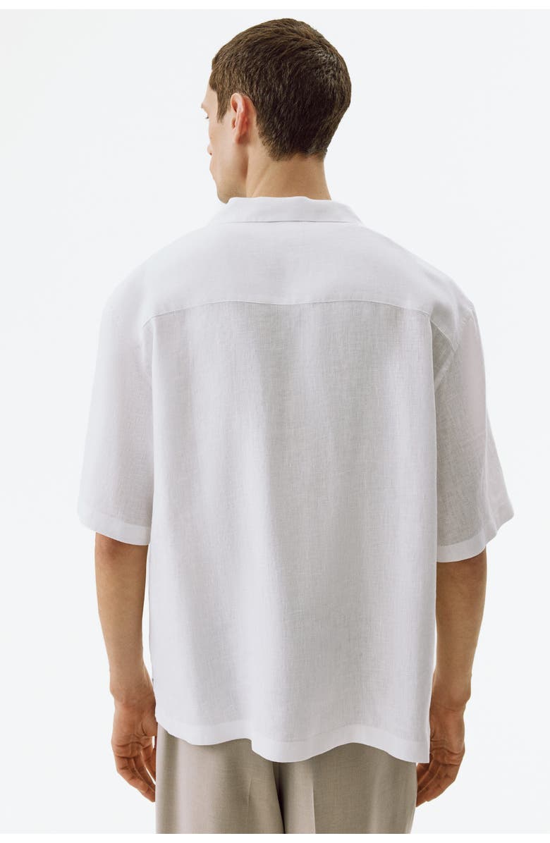 H&M Relaxed Fit Linen Resort Shirt, Alternate, color, White