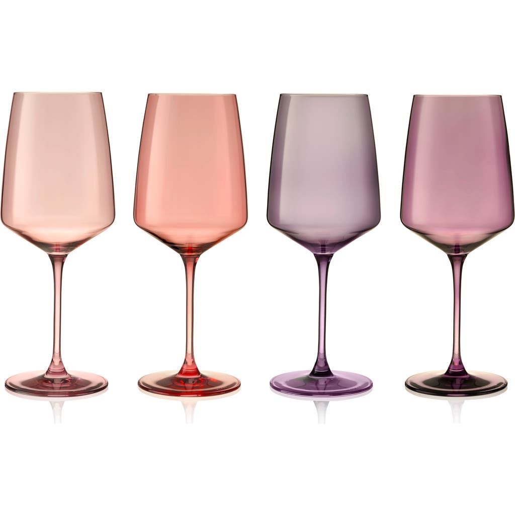 Viski Reserve Nouveau Crystal Wine Glasses Set Of 4 In Multi