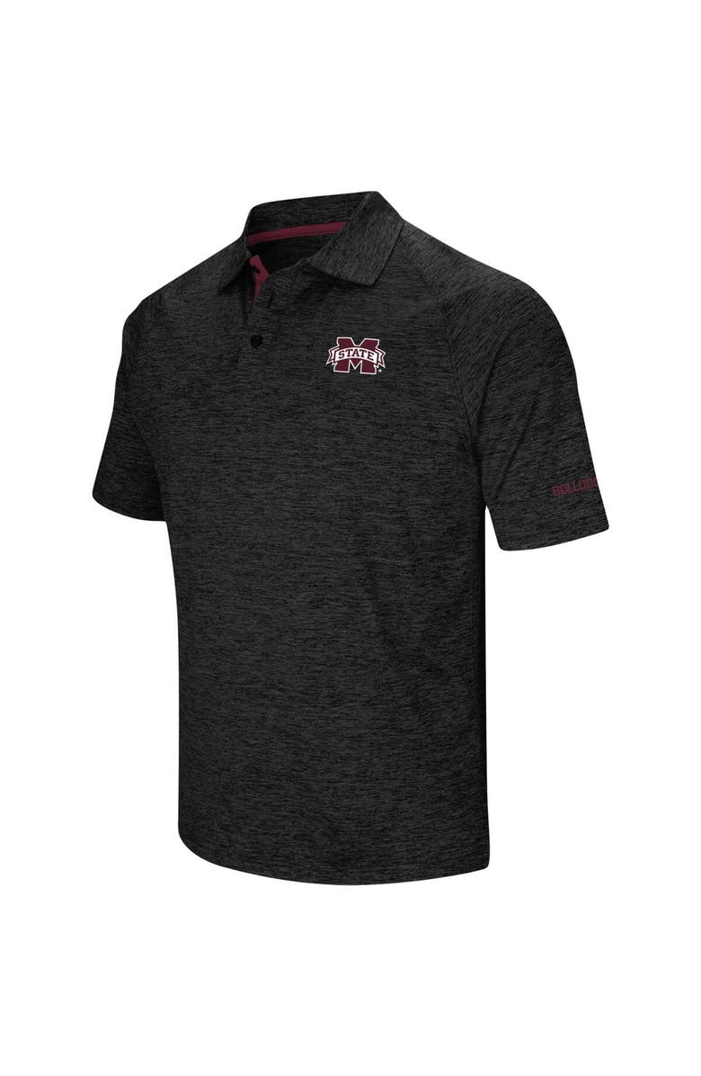 COLOSSEUM Men's Colosseum Heathered Black Mississippi State Bulldogs Down Swing Raglan Polo, Alternate, color, Heather Black