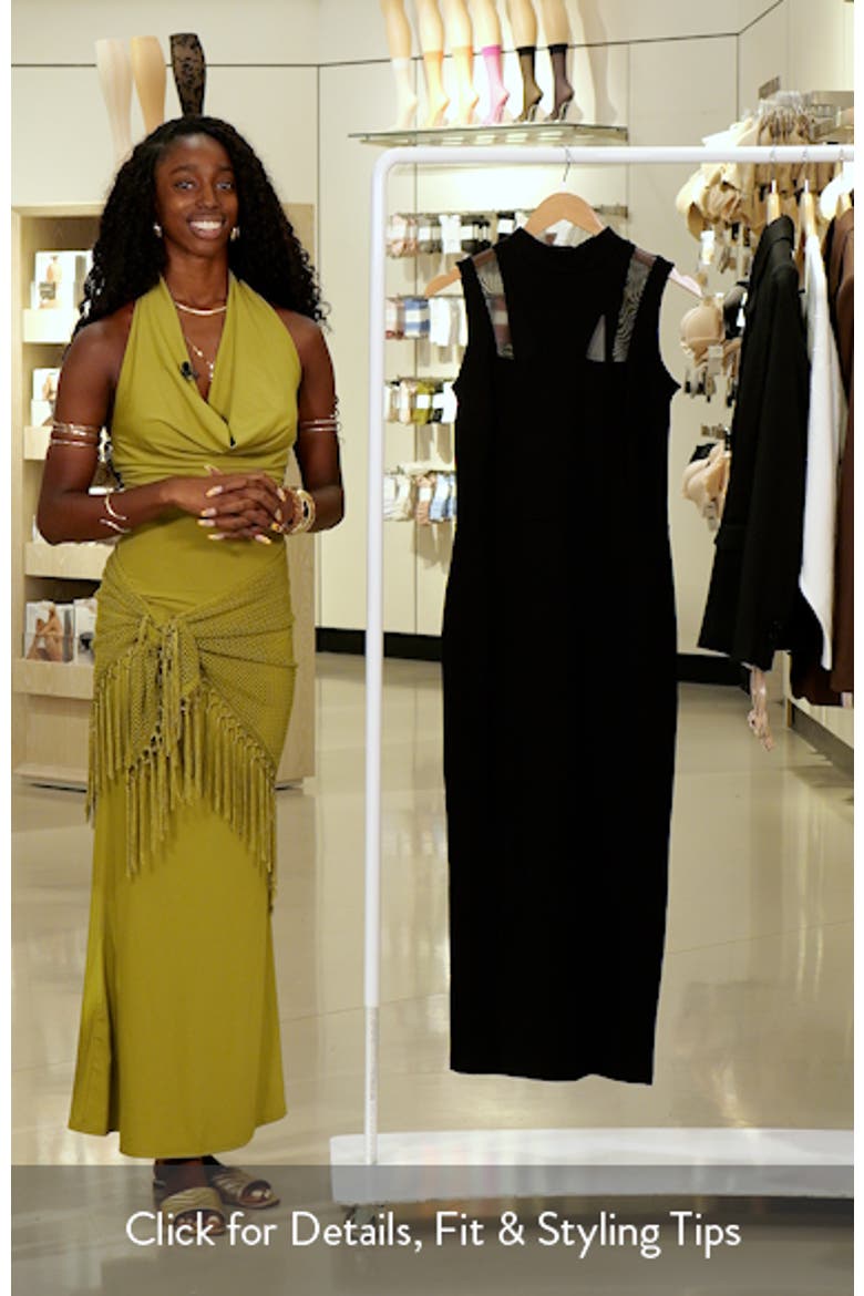 Amelia Ponte & Mesh Funnel Neck Midi Dress video