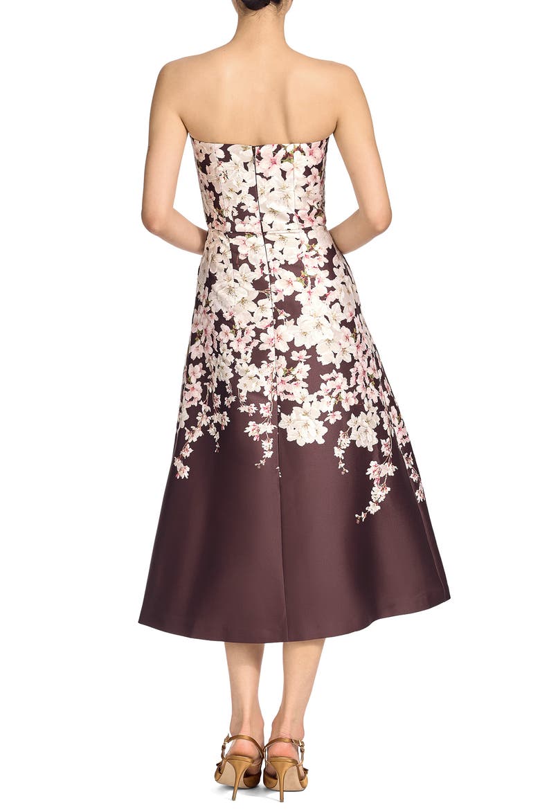 Shay Print Strapless Cocktail Dress, Alternate, color, CHOCOLATE COVERED BLOSSOMS
