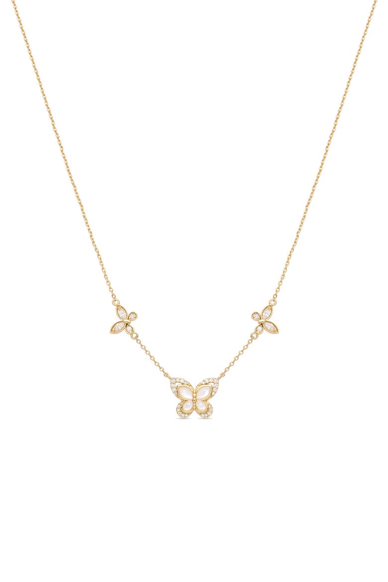 Butterfly Motif Necklace, Main, color, GOLD