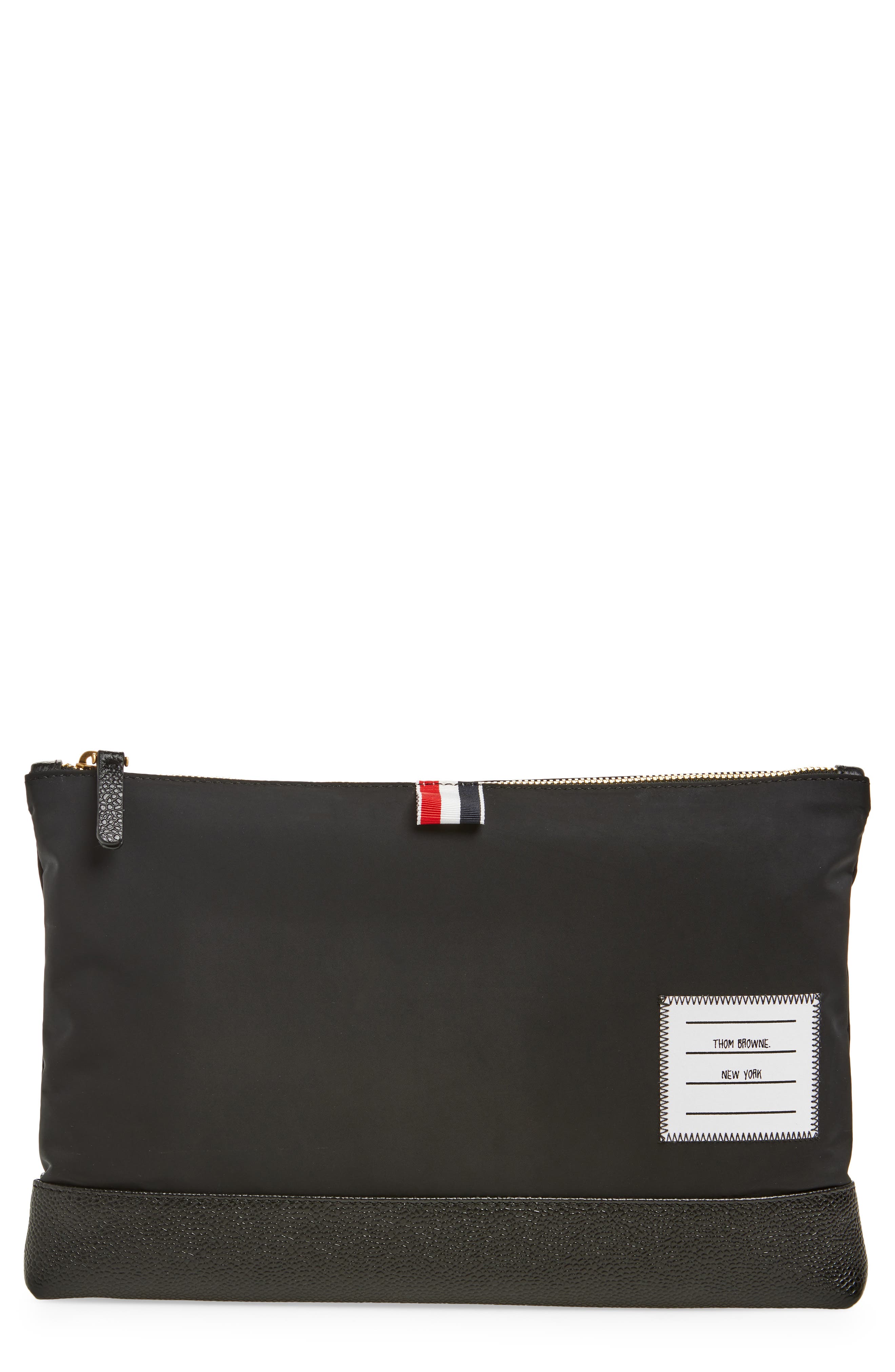 Thom Browne Large Twill Zip Pouch, Main, color, 