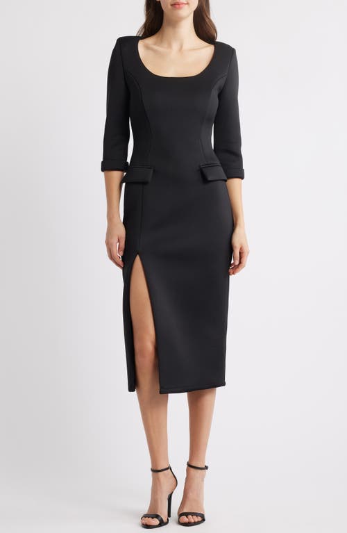Black Halo Kismet Scuba Midi Dress In Black