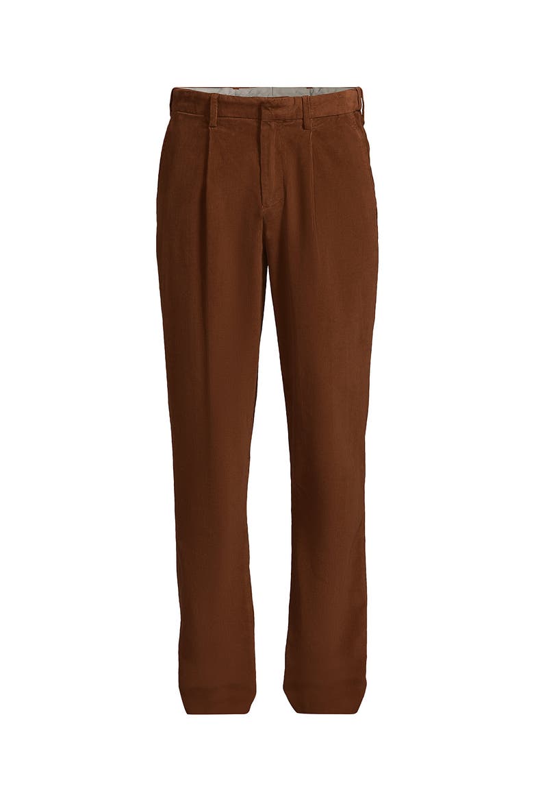 Corduroy Comfort Waist Classic Fit Pleated Front Pant, Alternate, color, Rich Ginger Brown