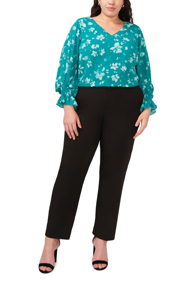 Halogen<sup>®</sup> Floral Print Ruffle Cuff Top, Alternate, color, 