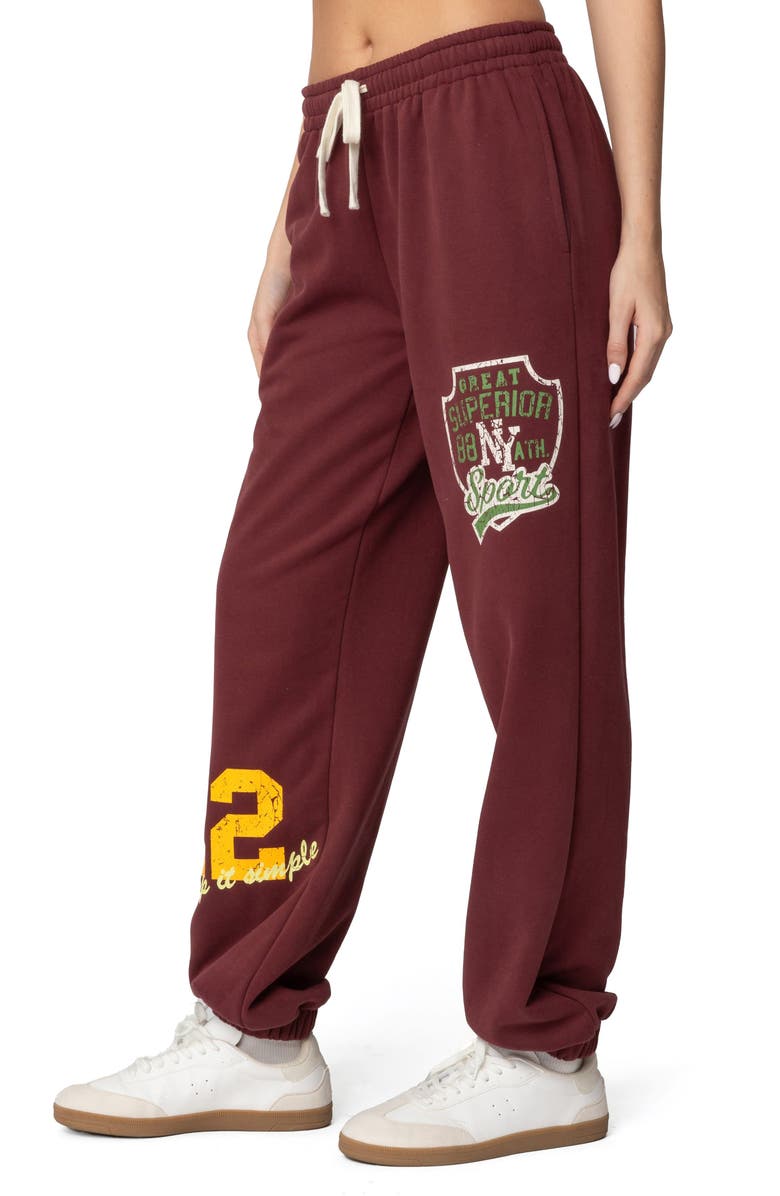 EDIKTED Bramty Oversize Sweatpants, Alternate, color, Burgundy