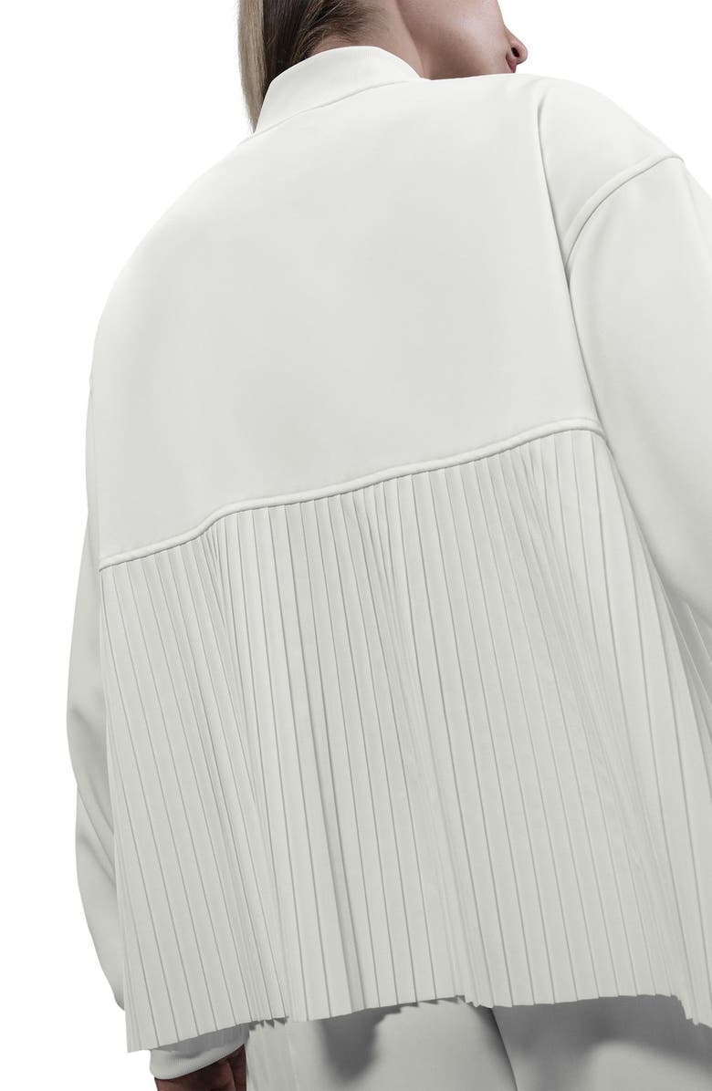 Nike Sportswear Mixed Media Pleated Bomber Jacket, Alternate, color, Sail/ Black