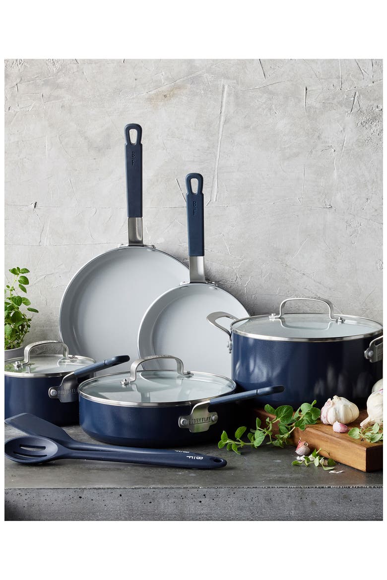 Bobby Flay Professional 10-Piece Ceramic Nonstick Cookware Set, Alternate, color, OXFORD BLUE