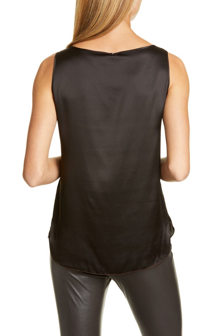 Stretch Silk Tank Top, Alternate, color, DARK BOWN