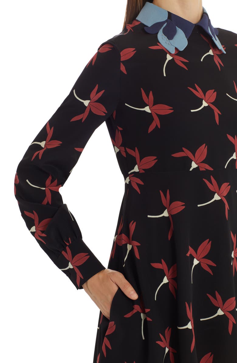 Valentino Fairy Flowers Print Long Sleeve Silk Minidress, Alternate, color,