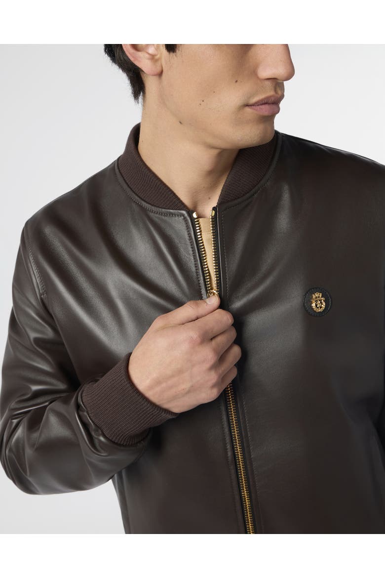 Nappa Leather Bomber Basic Men, Alternate, color, brown
