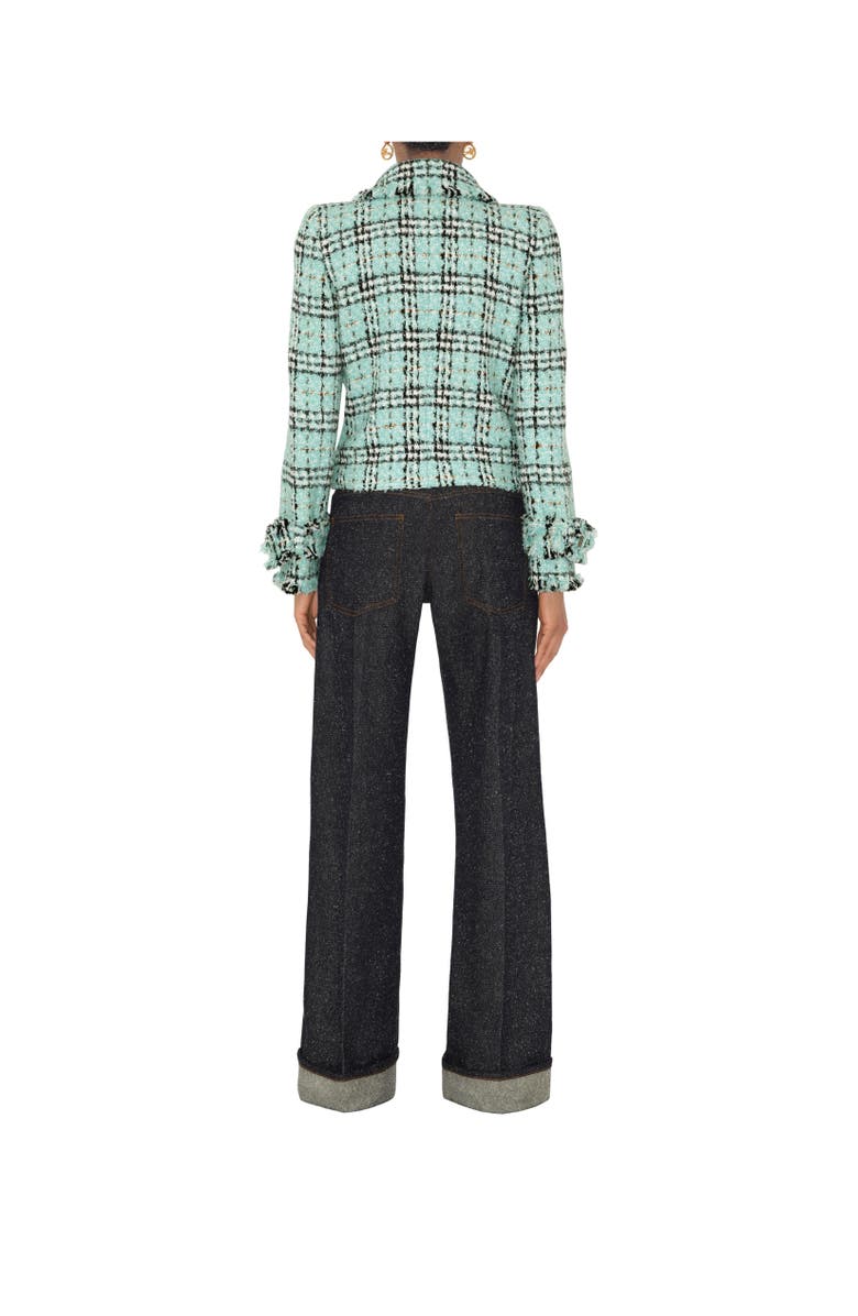 Burberry Check Bouclé Jacket, Alternate, color, Surf