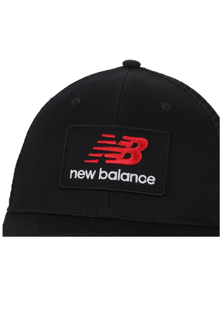 NB Stacked Patch Logo Trucker Hat, Alternate, color, BLACK