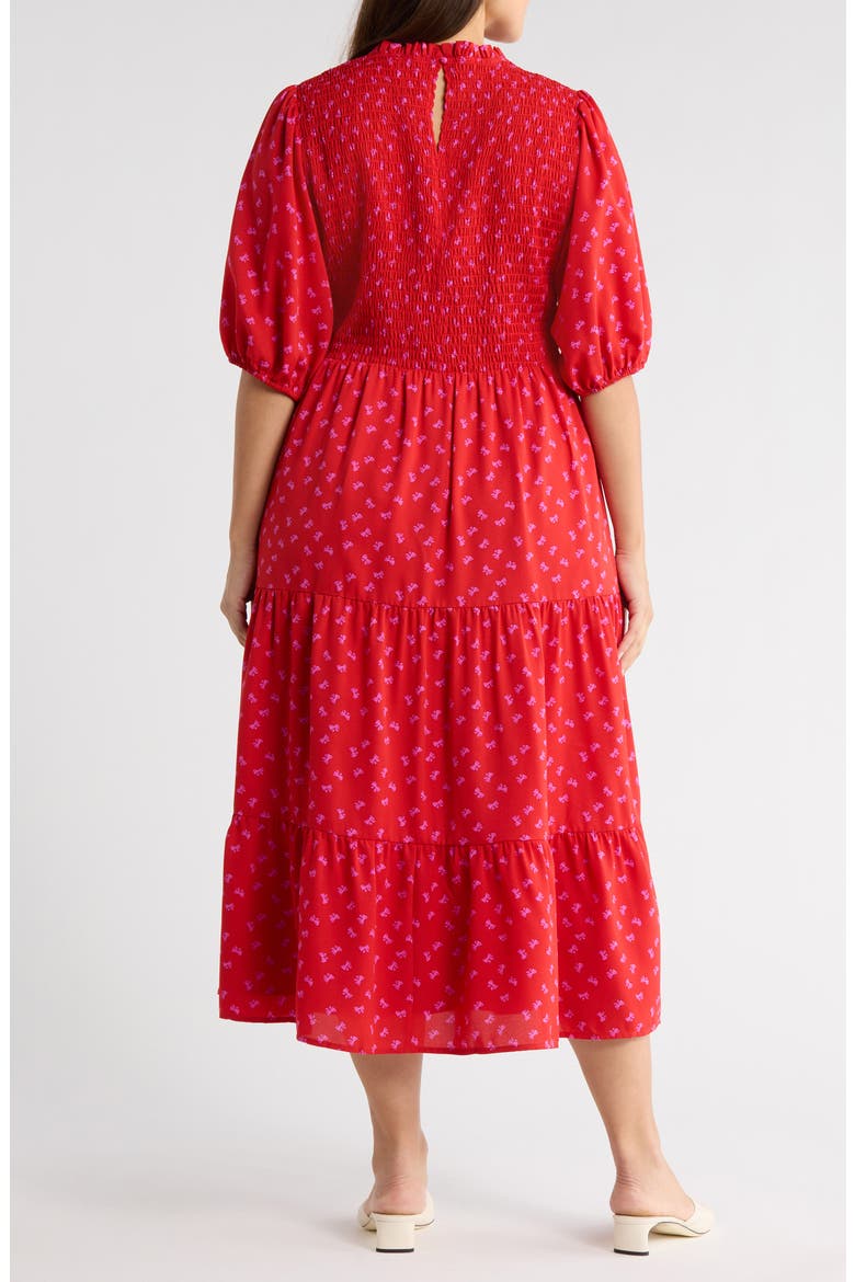 Tayla Bow Print Dress, Alternate, color, RED-FUCH-MULTI