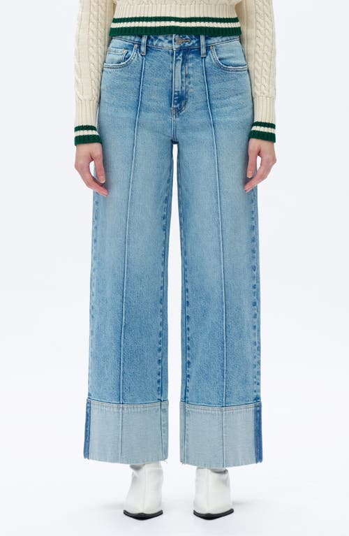 Bayeas Cuffed Seamed High Waist Wide Leg Jeans In Blue