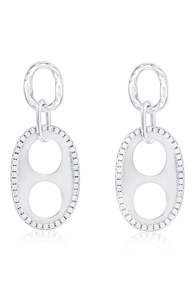 Double Circle Drop Earrings, Main, color, SILVER