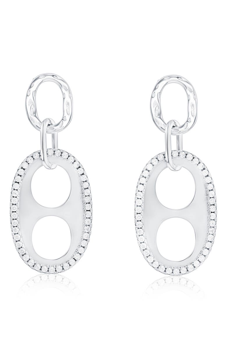 SUZY LEVIAN Double Circle Drop Earrings, Main, color, Silver