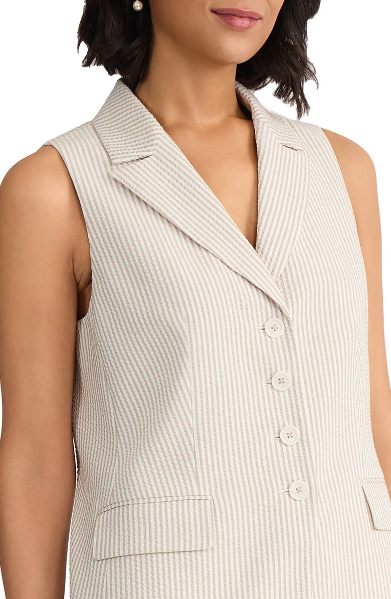 Jones New York Seersucker Stripe Vest, Alternate, color, Natural Stone/ Natural White