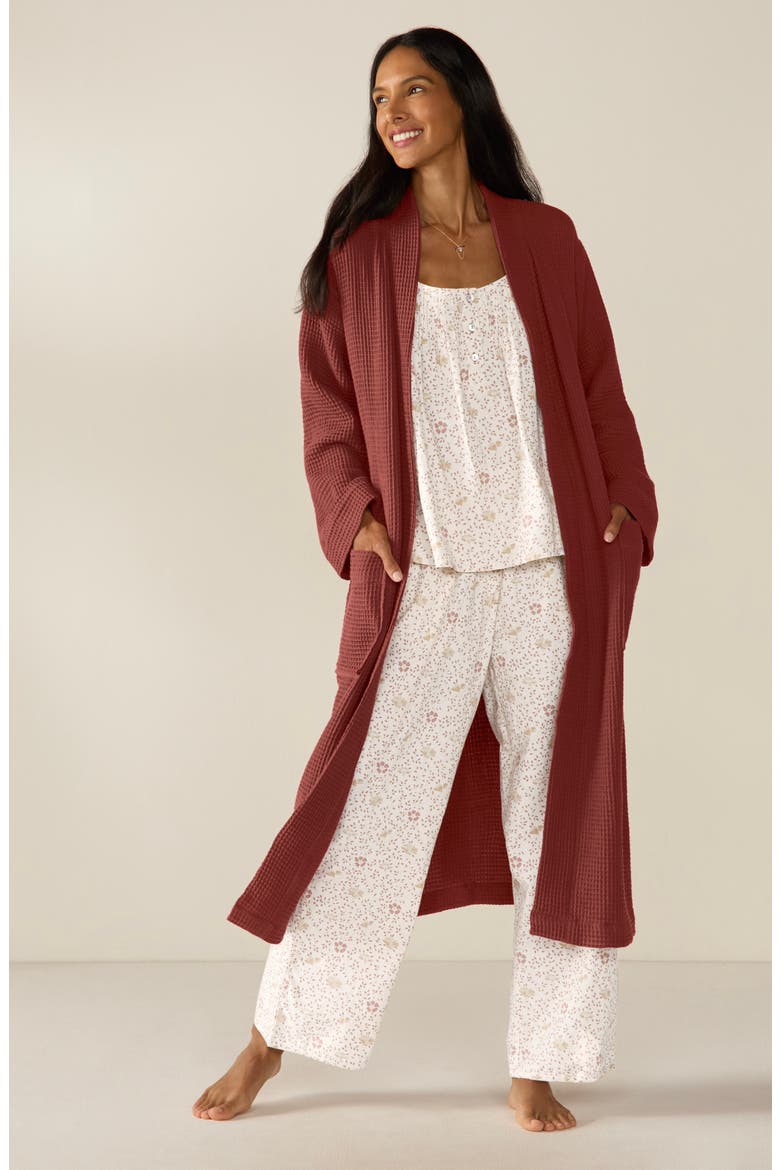 Gender Inclusive Organic Cotton Waffle Texture Robe, Alternate, color, GARNET