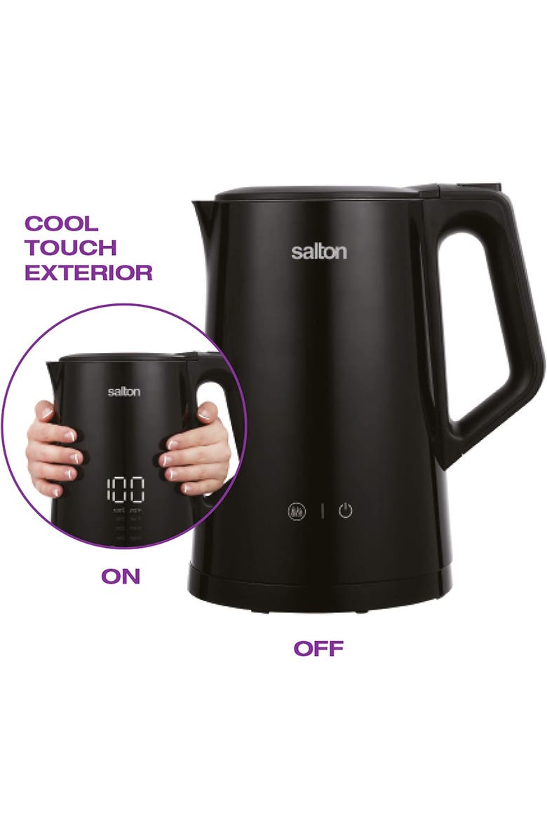 Salton Cool Touch Digital Kettle, Alternate, color, Black