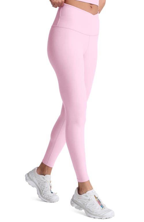 Beyond Yoga At Your Leisure Space Dye High Waist Midi Leggings In Pink