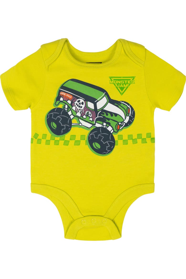 5-Pack Short Sleeve Bodysuits, Alternate, color, Monster Jam Multi